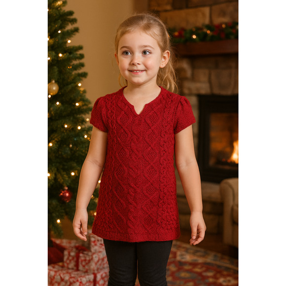 NWT Carraig Donn Cable Knit Wool Cap Sleeve Dress Red Girl's Size Medium H12020 - Picture 1 of 11